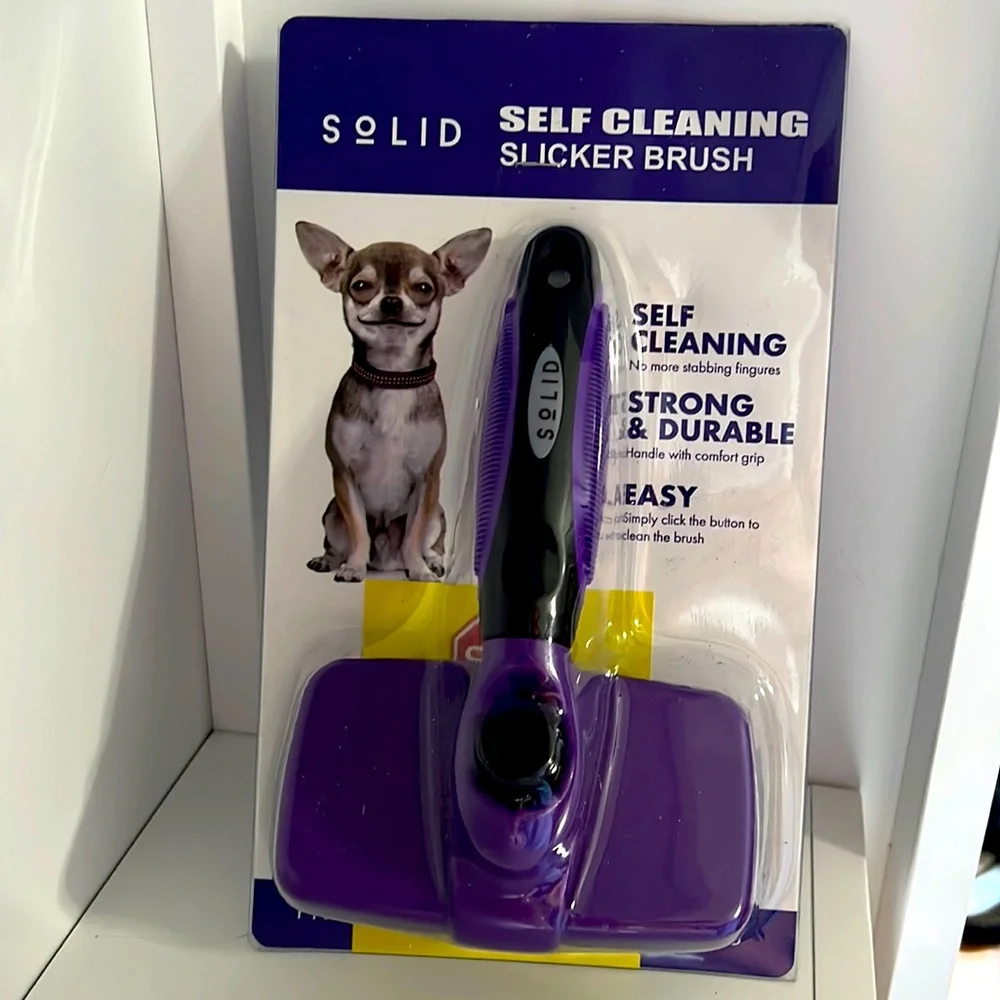 NWT Pet dog cat brush Solid Self Cleaning Slicker Pet Brush